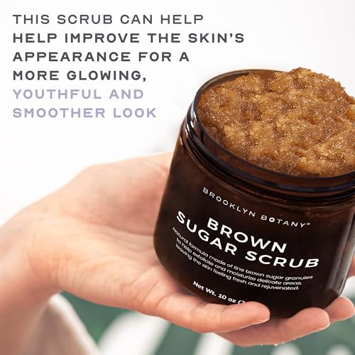 Brooklyn Botany Brown Sugar Body Scrub - Moisturizing and Exfoliating Body, Face, Hand, Foot Scrub - Fights Acne, Fine Lines & Wrinkles, Great Gifts For Women & Men - 10 oz