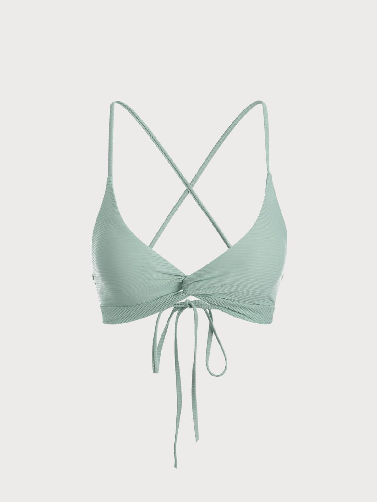 BERLOOK Women's Twist Backless Bathing Suit Bikini Top Cyan
