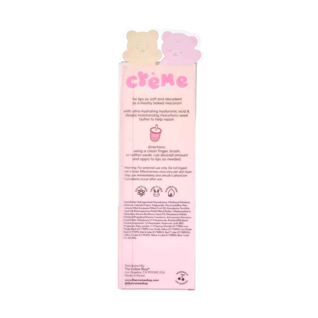 The Crème Shop Boba Bears Moisturizing Macaron Lip Balm Duo | Korean Lip Balm with Hyaluronic Acid and Murumuru Butter | Stocking Stuffers (Pack of 2)