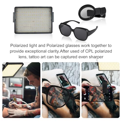 Tattoo Light Kits: Polarized LED Tattoo Work Light with Tattoo Vision Lenses and Extra Frame for Eliminating Shadows, High Definition,Equipped with 360¡ÆTattoo Lights Stand