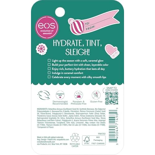 eos Holiday Tinted Super Balm, Salted Caramel, 24-Hour Moisture, Lip Tint, Limited Edition Lip Care, Stocking Stuffers, 0.35 fl oz
