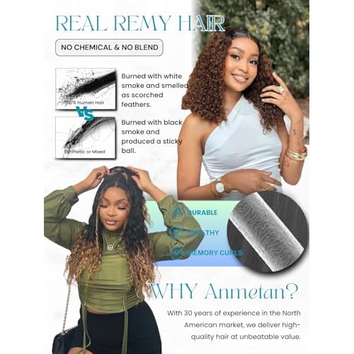 12A Ombre Human Hair Bundles Water Wave, Chestnut Ombre Brown 100% Remy Human Hair Curly 3 Bundle Wet and Wavy Thick 3 Tone Colored #T1B/2/30 Dark Roots Keep Soft After Washes 10 12 14 Inch