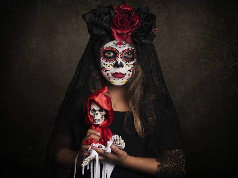 Temporary Face Tattoo, 8 Kits Tattoos Sugar Skull Stickers Day of The Dead Makeup, Face Tattoo Rose Design for Halloween, Masquerade and Parties