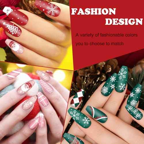 Whaline 6Pcs Christmas Nail Plates Stamping Set Xmas Tree Snowflake Snowman Stamp Templates Nail Art Plates for Winter DIY Print Manicure Salon Design Gift