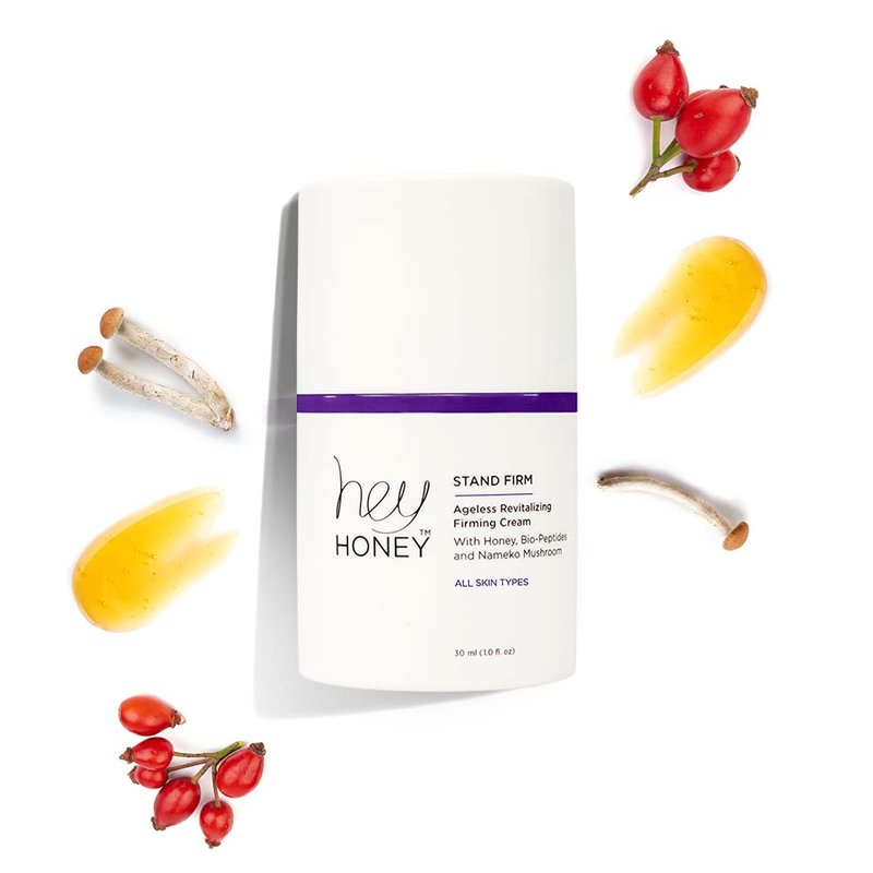 Hey Honey Stand Firm Peptide Face Cream | Instant Firming & Long-Term Anti-Aging | Honey & Nemeko Mushroom for Hydration & Wrinkle Reduction | 1 Oz