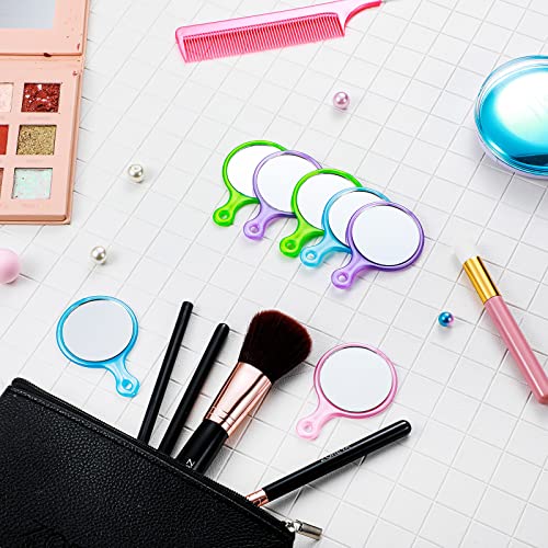 24 Pcs Handheld Mirror with Handle, 2.4 x 1.6 Inch, Small Portable Round Mirror Bulk for Kids Travel Makeup Classroom Camping Daily DIY Crafts