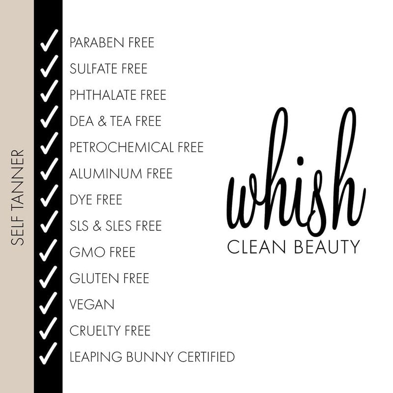 Whish Beauty Self Tanner - Sunless Tanning Lotion for Face & Body - Moisturizes with Shea Butter, Mango Butter, & Aloe - For All Skin Tones - Paraben & Sulfate Free (Coconut Milk & Verbena)