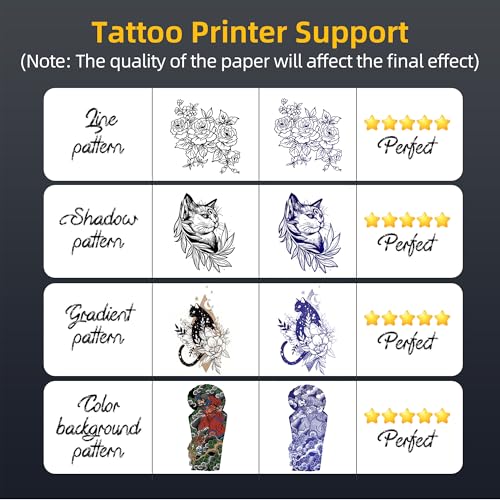 Tattoo Stencil Printer with 10 Pcs Transfer Paper, 2500mA Wireless Bluetooth Thermal Tattoo Machine, 3D Preview, Drawing Design, Tattoo Kit for Tattoo Artists & Beginners, Phone/Pc
