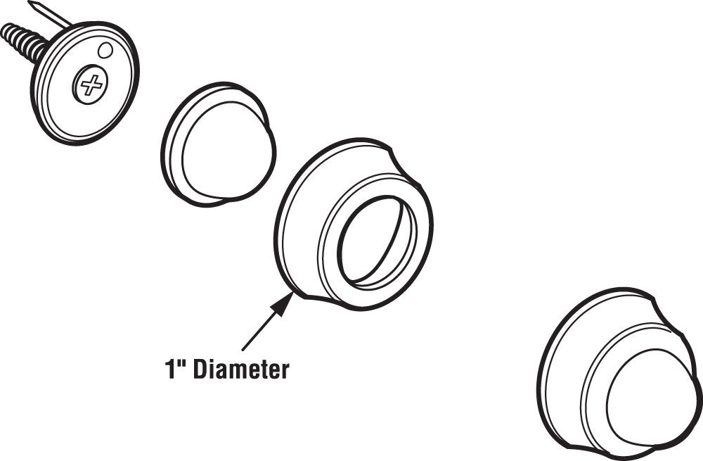 Prime-Line J 4647 1 In., Cast Brass, Brushed Chrome, Wall Stop with Convex Bumper (Single Pack)
