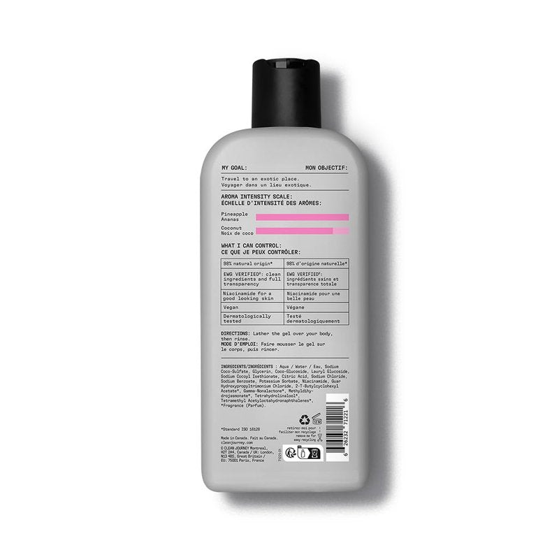 cleanjourney Body Wash, EWG Verified Shower Gel with Niacinamide and Glycerin, Clean Ingredients, Vegan, Intense Moisture, Tropical Tango, 12 Fl Oz