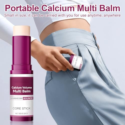 MQN 2PCS Calcium Stick, Calcium Volume Multi Bomb Stick, Korean Collagen Core Balm for Face, Eyes & Neck, with Almond Vitamin E