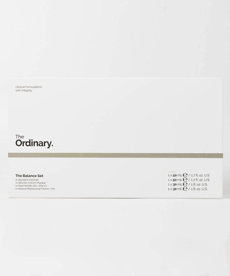 The Ordinary The Balance Set (4 Pcs: Squalance Cleanser + Salicylic Acid 2% Masque + Niacinamide 10% + Zinc 1% + Natural Moisturizing Factors + HA)