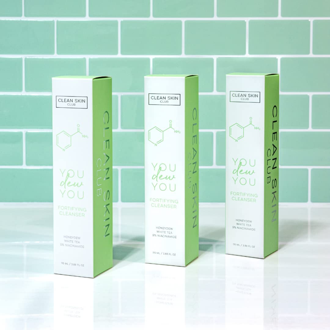 Clean Skin Club Acne Wash Facial Cleanser, 5% Niacinamide + Honeydew + White Tea, Fragrance + Cruelty Free, Vegan, Lightweight + Oil Free, Dry & Sensitive Skin, 3.88 Fl oz (Pack of 1)