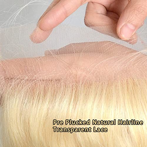 613 Blonde 5x5 Closure 150% Density Body Wave Hd Lace Closure 10a Brazilian Virgin Human Hair Pre Plucked with Baby Hair Natural Hairline Bleached Knots 18 Inch