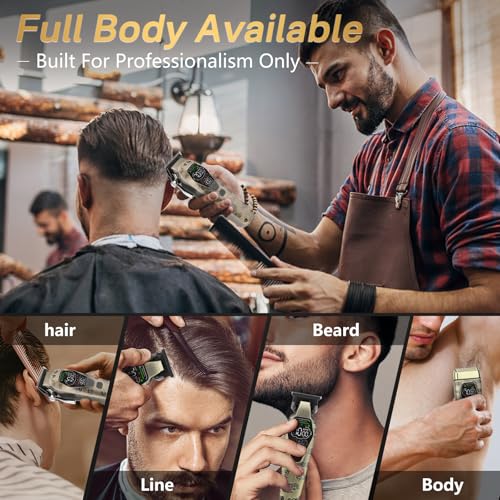 Hair Clippers for Men Professiona,3 in 1 T-Blade Barber Clippers and Trimmers Set for Barber kit, Mens Cordless Hair Clippers, Beard Trimmer for Men