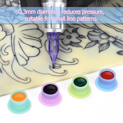 ATOMUS 20pcs Tattoo Cartridge Needles with 20pcs Silicone Ink Cups Size #10 RL RS RM M1 Purple Round Liner Tattoo Needles for Tattoo Gun Pen Liner Pattern (1RL)