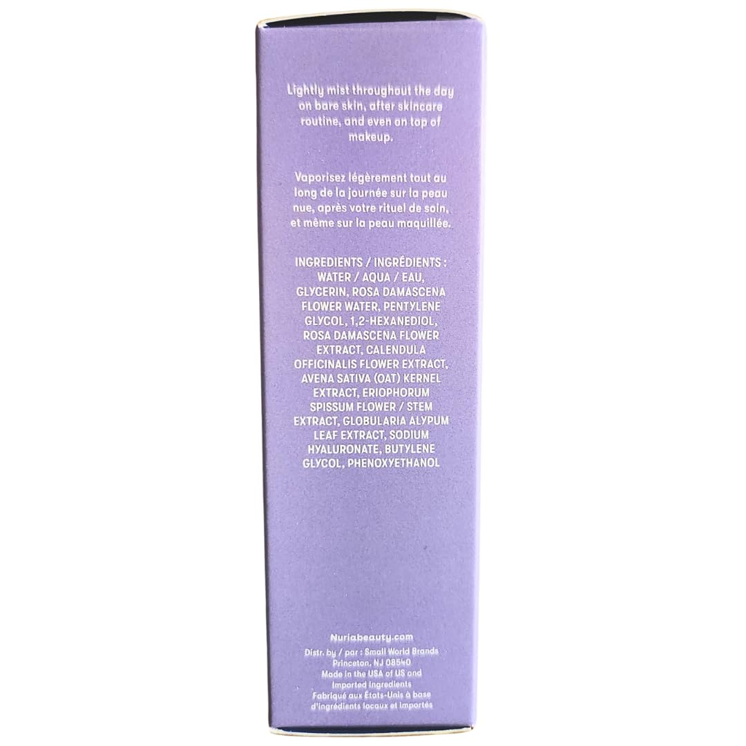 Nuria - Calm Facial Mist, Fragrance-Free Damask Rose Water Spray for Face, Face Mist Spray with Marigold Extract, Oat, and Glycerin, 120mL/4.1 fl oz