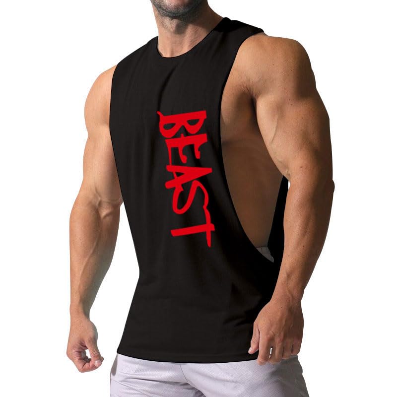CUIFUTANG Men's 3 Pack Workout Tank Top Beast Gym Fitness Muscle Tee Cut Open Sides Sleeveless T-Shirt - BK+WT+GY-XL