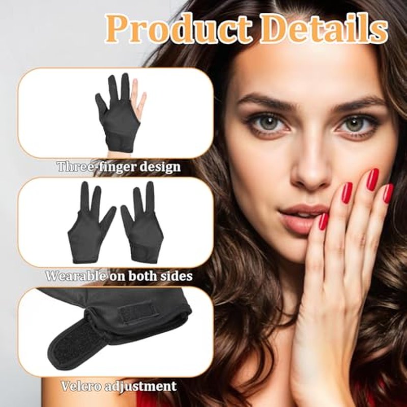 2 Pcs Heat Resistant Gloves for Hair Styling, Three-Finger Professional Curling Iron Barber Glove, Reusable Hair Dye Heat Protector Gloves, Proof Sublimation for Curling Wand Flat Iron Hot-Air Brush