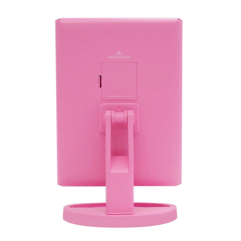 Impressions Vanity Hello Kitty Pink A Dot Trifold LED Makeup Mirror with Artwork, Vanity Mirror with Strip LED Tri Tone Light, Dual Magnification Touch Sensor, and Adjustable Tilt, Catchall Storage