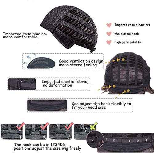 Women Short Black Finger Wave Wigs with Bangs 1920s Curly Synthetic Flapper Wig Heat Resistant Vintage Halloween Cosplay Costume Hair Wig