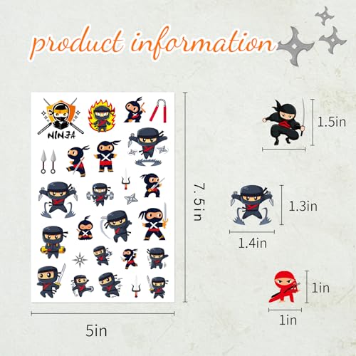 Ninja Temporary Tattoos Stickers Birthday Party Favors Gifts Decorations Supplies Cute Stickers Tattoo Kit Karate Party Supplies Ninja Warrior Party Gifts Goodie Bag Fillers 520 Counts