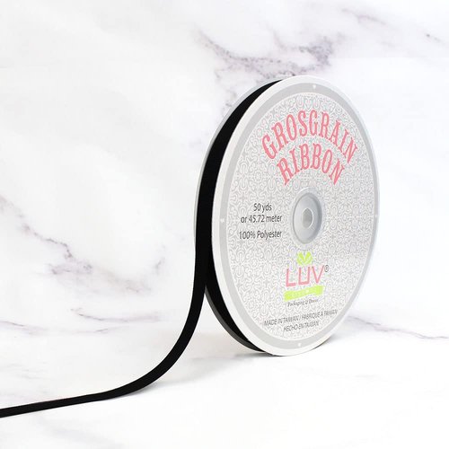 Creative Ideas Solid 3/8-Inch Grosgrain Ribbon, 50-Yard, Black