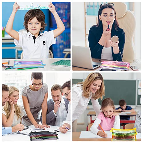 Leelosp 80 Pcs Mesh Zipper Pouch Bulk Back to School Pencil Storage Pouch Mesh Cosmetics Bags Toiletry Makeup Bags for Office Travel Organization(Elegant Color,9 x 4.7 Inch)