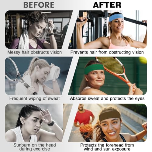 10 PCS Headbands for Women - Fashion Non Slip Cotton Headbands for Women and Men Perfect for Sports and Outdoor Activities in Summer,Including Running, Yoga, Cycling, Gym Workouts