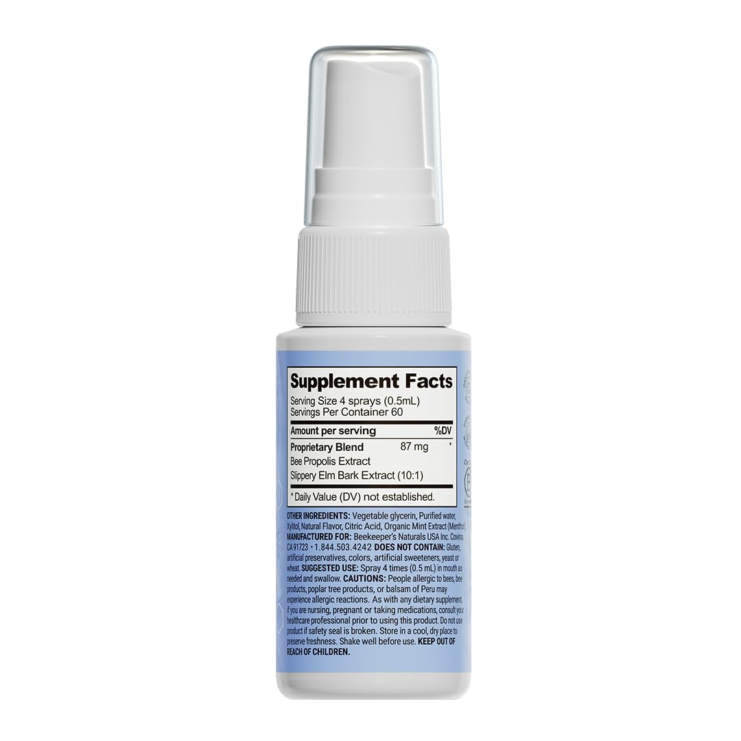 Beekeeper's Naturals Propolis Throat Soother Spray w/ Menthol - Fast Relief