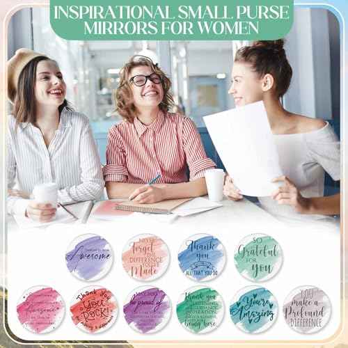 40 Pcs Employee Appreciation Gifts Inspirational Canvas Makeup Bags Compact Mirrors Bulk Cosmetic Bags Portable Mirror Thank You Gifts for Women Christmas Nurse Practitioner (Appreciation)