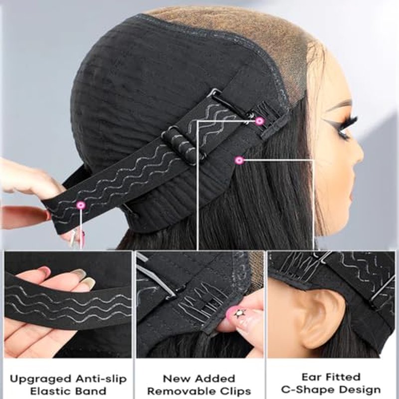 ISEE Hair M Cap 9x6 Bob Wig Human Hair Glueless Wigs Pre Plucked Pre Cut HD Lace Front Glueless Wigs Human Hair 180% Density Short Straight Bob Wigs for Black Women 10 inch