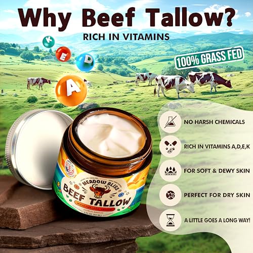 Beef Tallow for Skin - Moisturizer Cream - 100% Grass Fed - Whipped Beef Tallow - Organic Jojoba Oil - Organic Shea Butter - Supports Eczema, Rosacea+ - Made in USA - Citrus Breeze - 2 oz