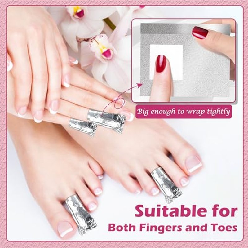 Foil Nail Wraps SHEERBLISS Nail Foils Soak Off 100PCS Nail Foil Wraps For Soak Off Gel Polish Remover,with 1pcs Cuticle Pusher for Removing Nail Polish at Home