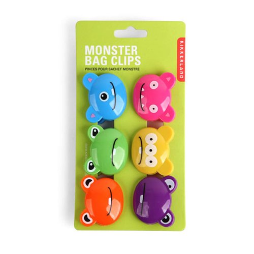 Kikkerland Monsters Bag Clips, Set of 6