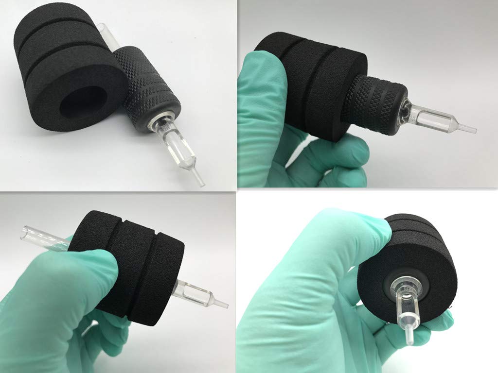 BISIBITA2 Tattoo Triple Foam Grip Cover, Compatible with Any 1-inch Tube, 1.85 Inch, 20 pcs Black