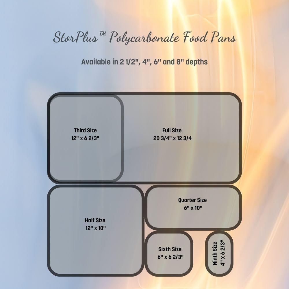 Carlisle FoodService Products Storplus Food Pan, Food Storage Container with Spoonable Corners for Catering, Buffets, Restaurants, Polycarbonate (Pc), 1/6 Size 6 Inches Deep, Clear
