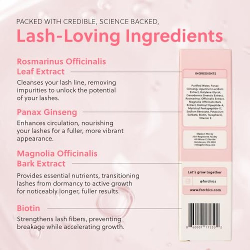 ForLash by ForChics: 2 Pack Ultimate Eyelash Hormone-Free Growth Serum for Enhanced Fuller, Thicker, Longer Lashes - Regrowth Booster, Organic Formula, Vegan & Cruelty-Free