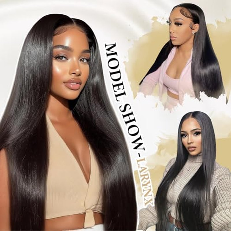 LARYNX Straight Lace Front Wigs Human Hair Full 13x4 Transparent HD Lace Front Wigs Pre Plucked 180% Density Glueless Wigs Real Human Hair Wig For Women (22 Inch)