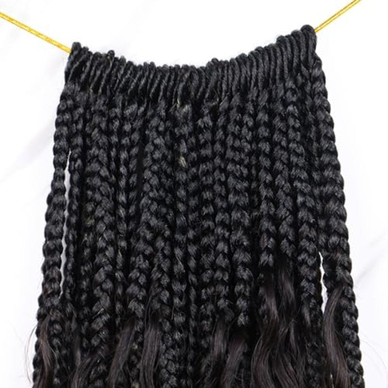 Crochet Boho Box Braids With Human Hair 1bT27# Honer Blonde Color Pre Looped Hair Goddess Box Braids With Human Hair Curly Full Ends Hair Extensions For Women 24inch 1 Pack(40 Strands)