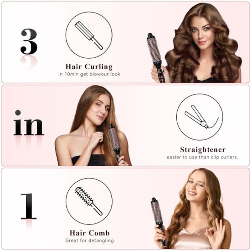 Ufree Ionic Thermal Brush, 1.5 Inch Heated Round Brush for Blowout, 30s Fast Heating Curling Brushes with 9 Temp Settings, Dual Voltage Travel Hair Styling Tool, Not Blow Dryer
