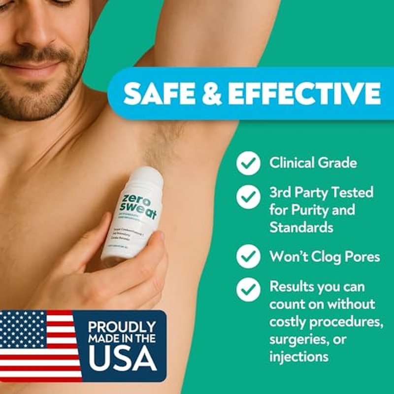 ZeroSweat Antiperspirant Deodorant | Clinical Strength Hyperhidrosis Treatment - Reduces Armpit Sweat 1.2 Fl.Oz (1 Pack)