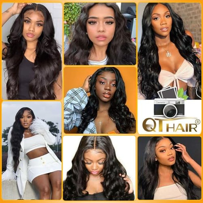 QTHAIR Brazilian Virgin Hair 16A Grade Body Wave Bundles 100% Unprocessed Virgin Brazilian Body Wavy Human Hair Bundles 20" 18" 16" 300g Brazilian Body Wave Human Hair Extensions