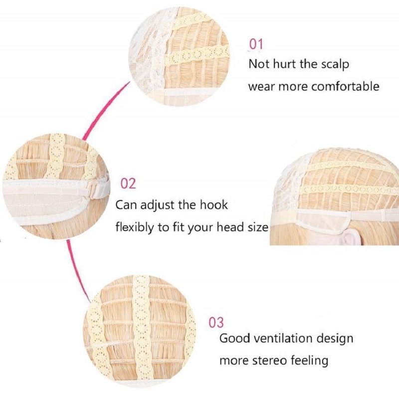 PATTNIUM Light Pink Bob Wig for Girls Short Bob Wig with Bangs Synthetic Heat Resistant Wig with Wig Cap