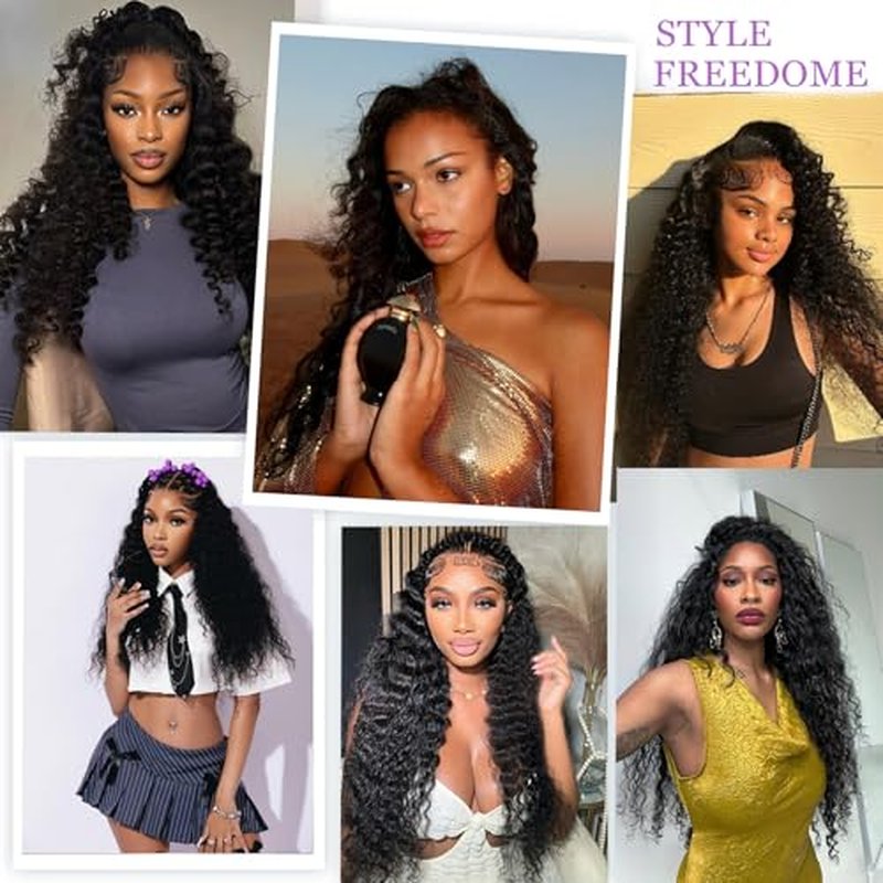22 Inch Deep Wave Lace Front Wigs Human Hair 13x6 HD Real Human Hair Wig 12A Natural Black Glueless Curly Wig Human Hair Pre Plucked for Women Invisilbe Hairline Tiny Knots 200 Density Longer Life