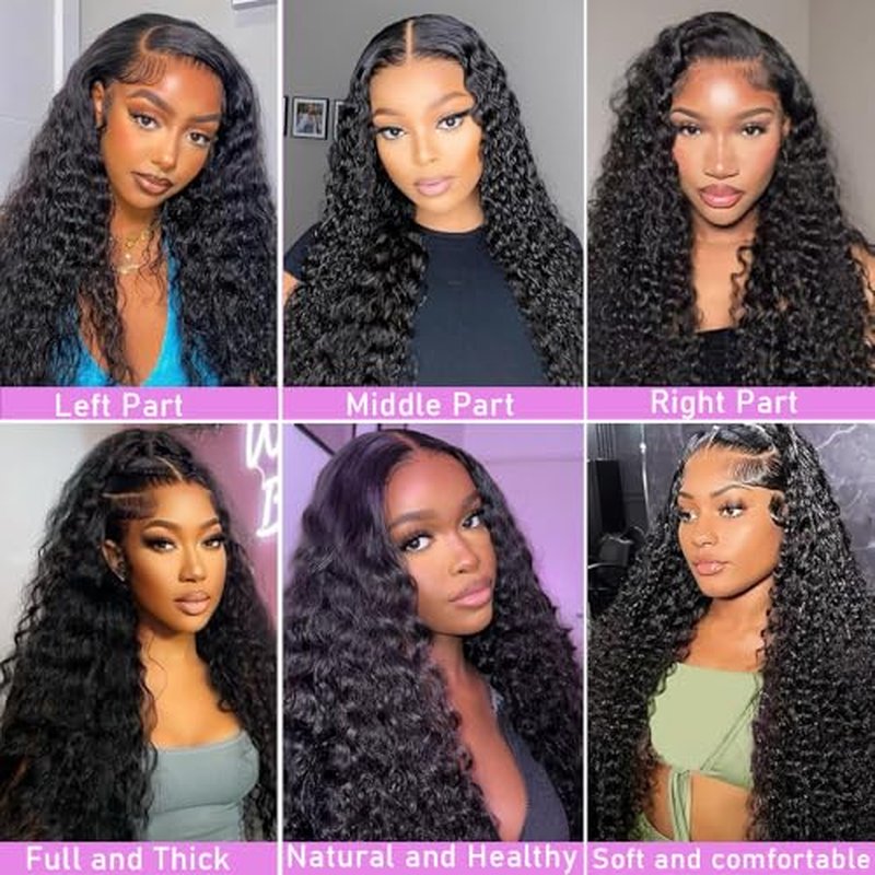 soHygge 13x6 Lace Front Wigs Human Hair 200% Density Brazilian Virgin Deep Wave Pre Plucked HD Transparent Lace Frontal Wigs Human Hair for Women 24 Inch