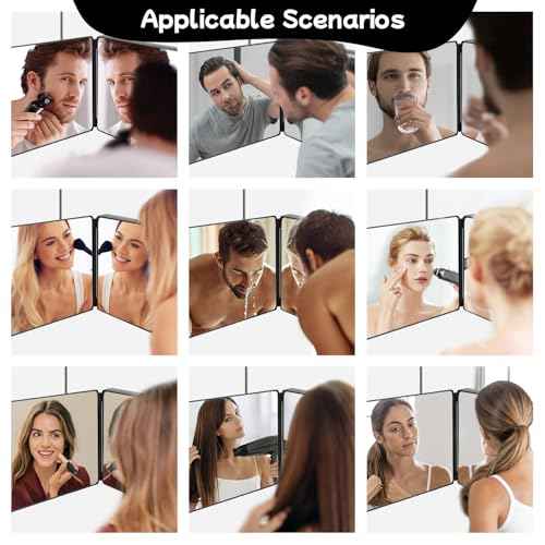 360 Self Hair Cutting Mirror ? Premium HD Glass, Matte Anti-Fingerprint Finish, Anti-Fog, Adjustable & Portable Barber Mirror for Home & Travel