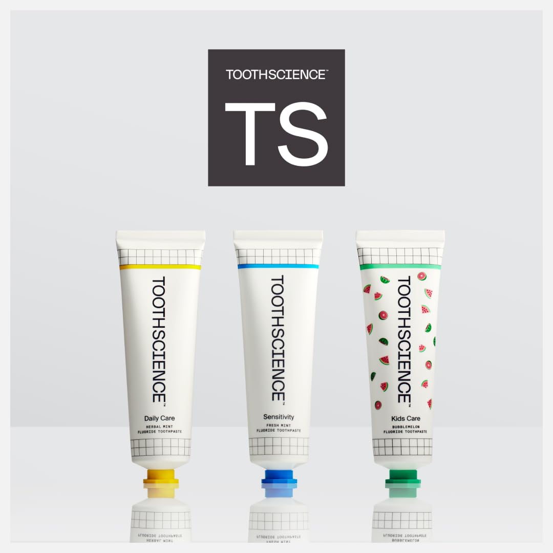 ToothScience Kids Care Toothpaste – 4-in-1 Fluoride Toothpaste for Kids, Naturally Flavored Bubblemelon, Free of Dyes, Alcohol & SLS/SLES (3.4 oz)
