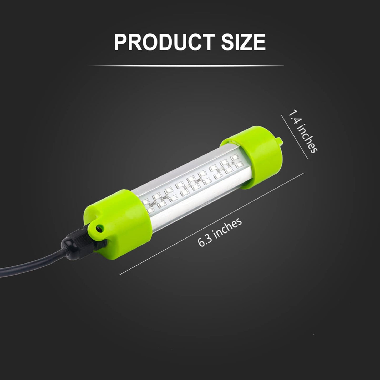 LOSTCAT 18W DC 12V Green IP68 Waterproof Aluminum Super Bright LED Fish Bait Submersible Dock Underwater Fishing Light Attractants for at Night Snook Crappie with Battery Clamps Car Charger Plug