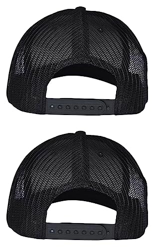 CYGTE XL, XXL 2 Pack Mens Oversize Extra Large Snapback Trucker Hat Mesh Adjustable Baseball Cap Blank Plain Cool Work Ball Caps for Big Heads, Black-Black